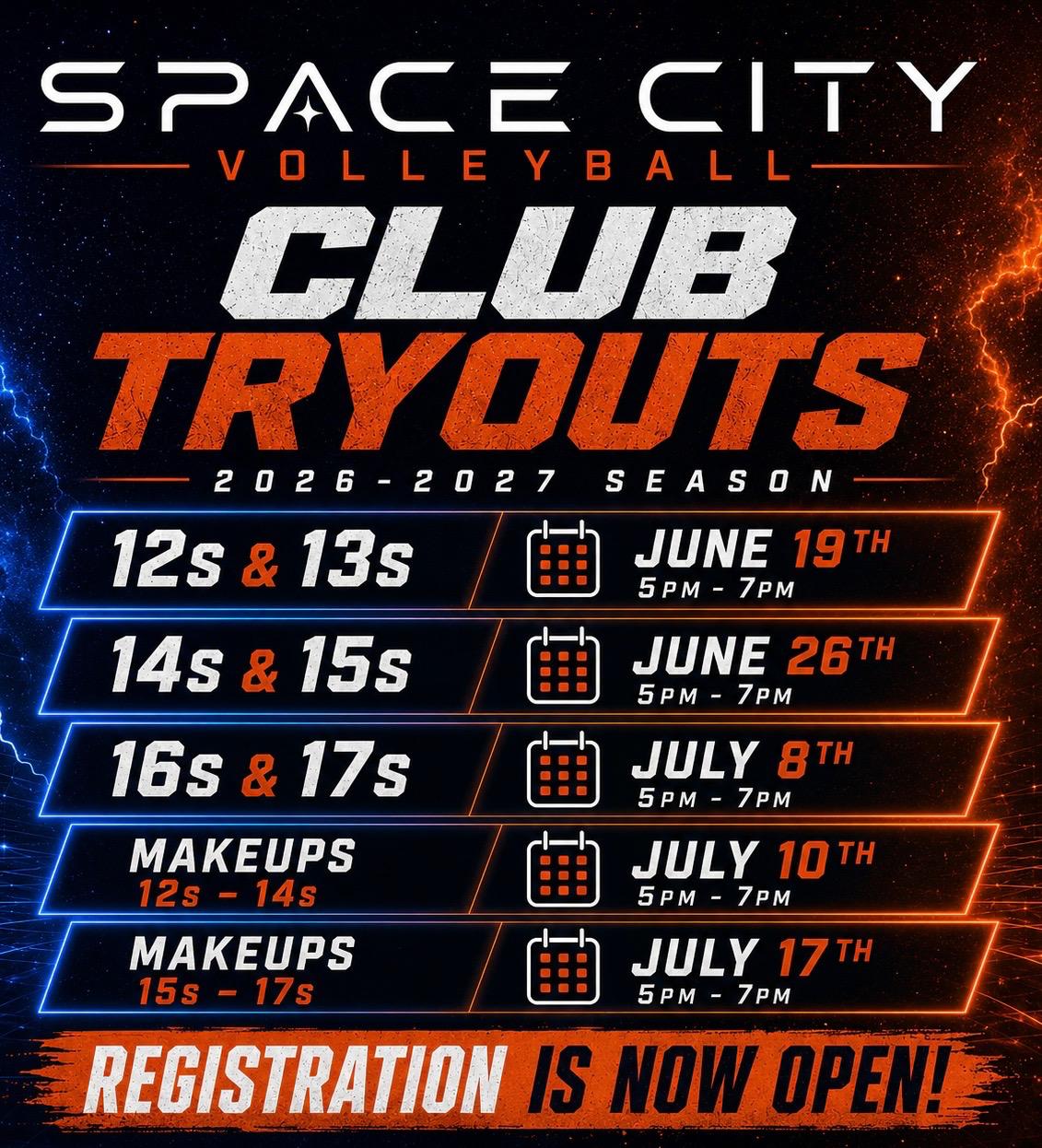 Club Tryouts 2026-2027 Season Schedule